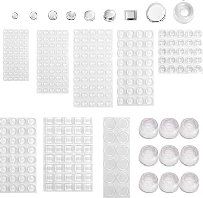 Famanu - Rubberen buffers, 9 maten, transparante beschermbuffers, elastische buffers, zelfklevende deurstopper, wandrubberen noppen, aanslagbuffer voor kasten, meubels, luidsprekers, elektrische apparaten (351 stuks)