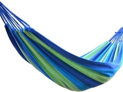 Camping Hangmat - Schommelbed Canvas - Ontspannen Buiten - Lichtgewicht Draagbaar - 240x80cm - Blauw