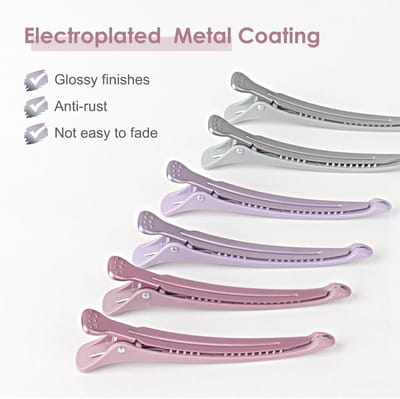 Famanu - 12pcs Hair Clips for Styling Sectioning, No Crease Duck Billed Hair Clips with Silicone Band, Hair Styling Clips, Hair Roller Clips, Salon Hair Sectioning Clips, Hair Cutting Clips,Morandi