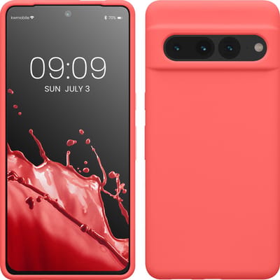 kwmobile telefoonhoesje geschikt voor Google Pixel 7 Pro - Hoesje met siliconen coating - Smartphone case in neon koraal