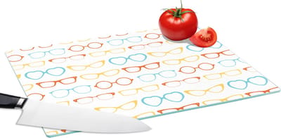 Glazen Snijplank - 39x28 - Brillen - kleuren - Patroon - Snijplanken Glas