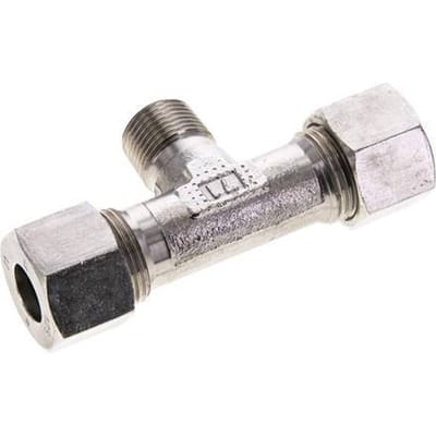 12S & R3/8'' RVS T-stuk Snijringkoppeling Buitendraad 630bar ISO 8434-1