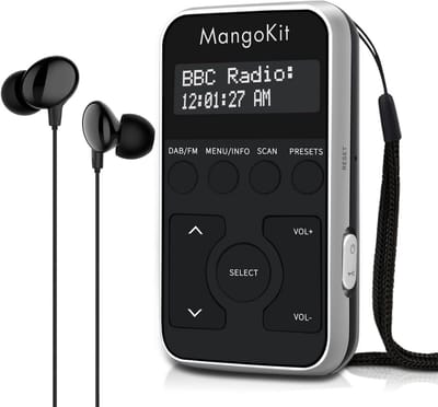 Draagbare Pocket DAB/DAB+ en FM Radio - Mini Digitale Radio met Oplaadbare Batterij, 20 Zendervoorkeuren, Vergrendeling en Oortelefoon - Zilver