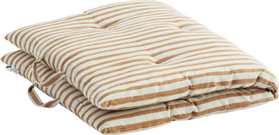 Madam Stoltz - Matraskussen gestreept 60x100cm - wit/bruin (donkere honingkleur)