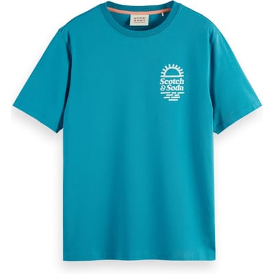 Scotch & Soda Left Chest Artwork T-shirt Petrol Blue Taglia: S | T-shirt stampate Outlet | Uomo | Blu