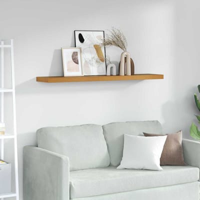 vidaXL - Wandplank - Muurmontage - Beige - 120 - x - 23,5 - x - 3,8 - cm - Bewerkt - hout