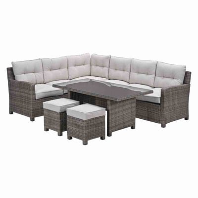 Blue Bird wicker lounge-dining set - links - grijs/ sand