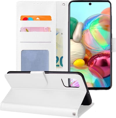 Hoesje - Geschikt voor Samsung Galaxy A71 - Luxe Bookcase - Walletcase Hoes - Portemonnee - Cover - Telefoonhoes - Wit