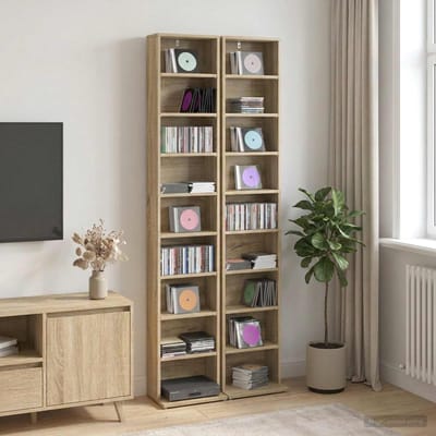 vidaXL - CD - Kast - 2 - st - Sonoma - Eiken - 33 - x - 23,5 - x - 175 - cm - Bewerkt - hout