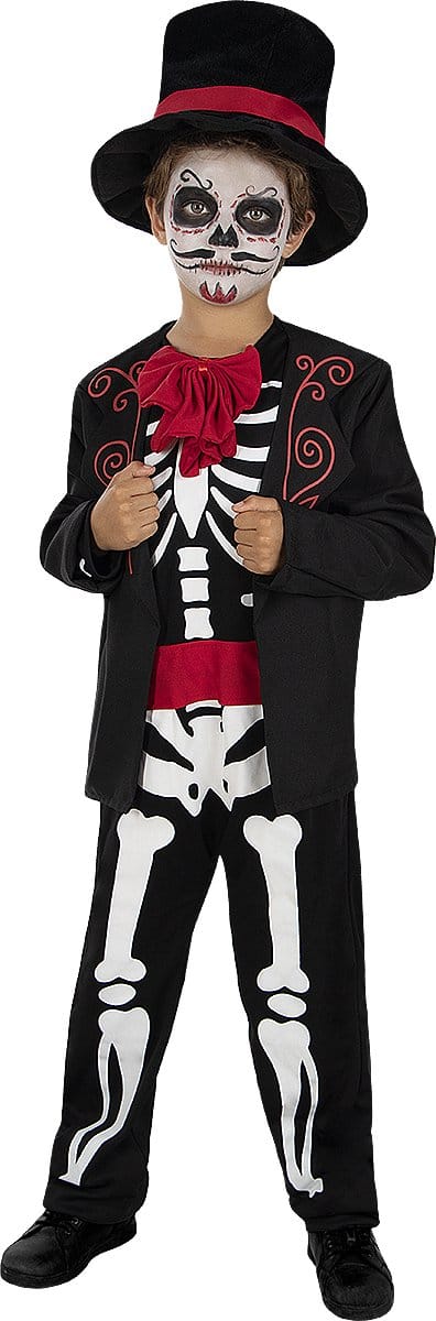 FUNIDELIA Day of the Dead - Skeletkostuum voor jongens - 97 - 104 cm