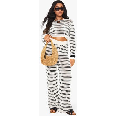 boohoo Dames PLUS BEACH BREIWN WijDE BROEK | Black | Maat: 22