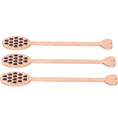 3 stuks Houten Honinglepel Hartjespatroon Chinese Kersenhouten Menglepel Keukengerei L beige