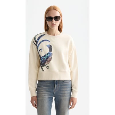 Scotch & Soda Washed Artwork Loose Fit Sweater Eggnog Taglia: S | Maglioni a maglia Outlet | Donna