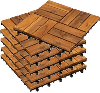 Hesperide Tuintegel/balkon terrastegels - 18 stuks - acacia hout kleur - kunststof - 30 x 30 cm - vlonder - klikbaar to connect
