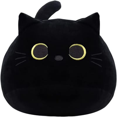 50 cm Zwarte Kat Pluche Dier Kussen, Schattig Kawaii Kussen voor Rugsteun, Perfect Cadeau voor Jongens en Meisjes