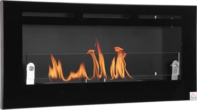 Bio-ethanol Wandhaard - Inbouw Sfeerhaard - 2,8L Brander - 102x16x43 cm - Zwart