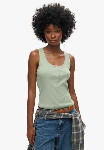 Superdry - Athletic Essentials hemdtopje met knopen - Dames - Vesten