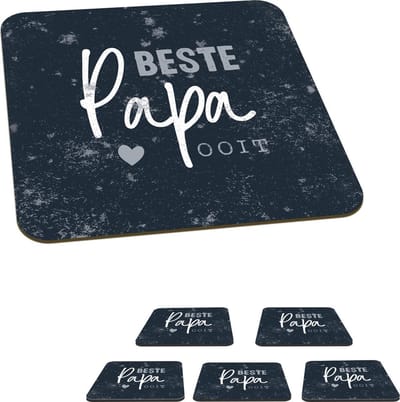 Onderzetters voor glazen - Beste papa ooit - Quote - Vaderdag cadeau - Vader - Spreuken - 10x10 cm - Glasonderzetters - 6 stuks
