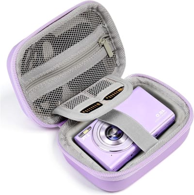 Compacte Digitale Camera Tas voor FHD 1080P Camera's met SD Kaartsleuven, Ideaal voor Reizen, Paars en Beschermend Ontwerp