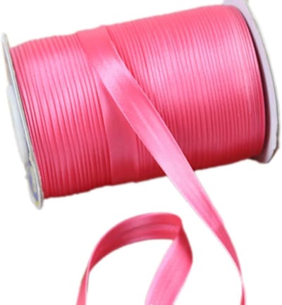 Satin Bias Tape 1.5 cm voor Naaien, Flat Satin Piping Tape voor Cheongsam Versiering en Kledingafwerking, Donkerroze Kleur, Ideaal voor Binding en Quilten