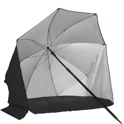VirtuFit Strandparasol - Afneembaar Windscherm - Zwart - 160 x 180 cm - Stevige Constructie - Incl. Draagtas