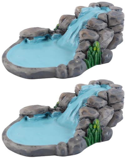 Jhubersproducts - Miniatuur vijver ornamenten set - Decoratie voor tuin - Blauwe kleur - Themafeest - Perfect voor feeëngazon - 2 stuks