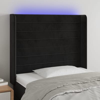 vidaXL - Hoofdbord - LED - 93x16x118/128 - cm - fluweel - zwart