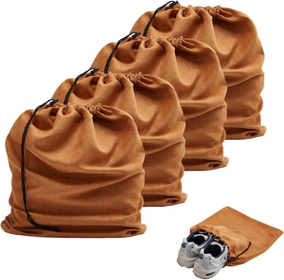 Flanellen Reistas voor Schoenen, 4 Stuks, Herbruikbare Opbergzakken met Trekkoord, 45 x 35 cm, Ideaal voor Reizen, Schoenopslag en Organisatie voor Mannen en Vrouwen