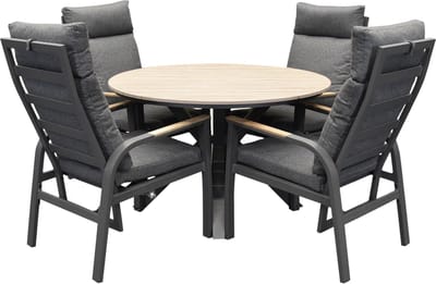 Quincy Kota dining tuinset 120xH75 cm rond 5 delig verstelbaar polywood