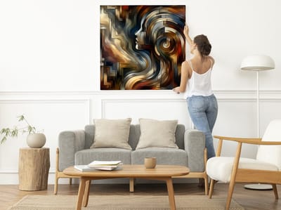 Abstract rembrandt schilderij | Meesterlijk Verfijnde Abstractie: Een Ode aan Rembrandts Genialiteit | Kunst - 20x20 centimeter op Dibond | Foto op Dibond