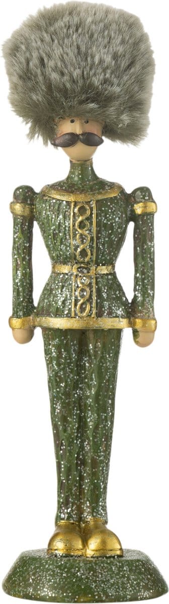 J-Line figuur Notenkraker Bont Hoed Glitter - polyresin - groen - small