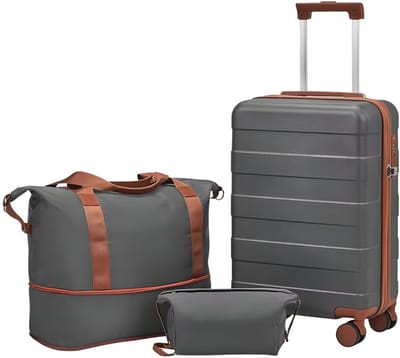 Handbagageset – Voor reizen en vakantie – Lichtgewicht, duurzame reiskoffer met TSA-slot en spinnerwielen (ca. 51 cm) – Donkergrijs