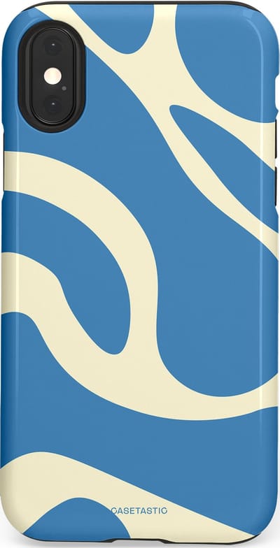 Casetastic hoesje geschikt voor Apple iPhone X / Apple iPhone XS - Dubbellaagse bescherming - Lichtblauwe water vlekken - Fashion Case - Lavendel Crème Lichtblauw