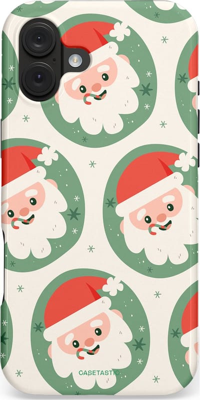 Casetastic hoesje geschikt voor Apple iPhone 16 Plus - MagSafe - Dubbellaagse bescherming - Zuurstok Groen Witte Kerstman - Fashion Case - Wit Saliegroen Crème Terracotta