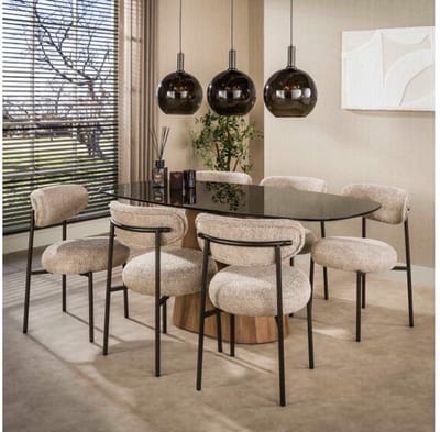 Eettafel Tinto Centro Deens ovaal 215x105 cm - Brons glas