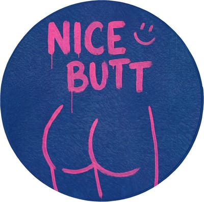 Badmat rond 70x70 cm - Antislip - Brutaal - Grappig - Blauw - Badmatten voor badkamer - Badkamermat - Douchemat - Ronde badkamer mat