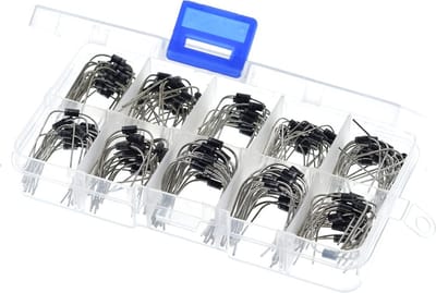 TIN-IN - 200x Diode set in Opbergdoos – 10 Waarden Diode Assortiment Kit – 1N4001 t/m 1N4007 & 1N5817 t/m 1N5819 – Voor Elektronica DIY Reparatie & Prototyping