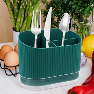 Dailygoods- Bestekhouder Elegant Design - Bestekbak - Keukengerei Houder - Multifunctioneel - Afneembare Bodem - Duurzaam PP - 17x11x9 cm - Keukenorganizer