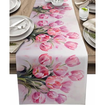 Ronde polyester tafelkleed, bedrukt met felgroene ananas & tropische bladeren. Duurzaam, herbruikbaar en gemakkelijk schoon te maken. Geweldige decoratie voor keuken, eetkamer 150x33cm