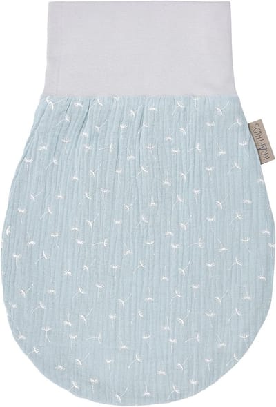 Trappelzak mousseline - Voetenzak baby - Warm en comfortabel - Handgemaakt in EU - 80 cm - Mint paardenbloemen