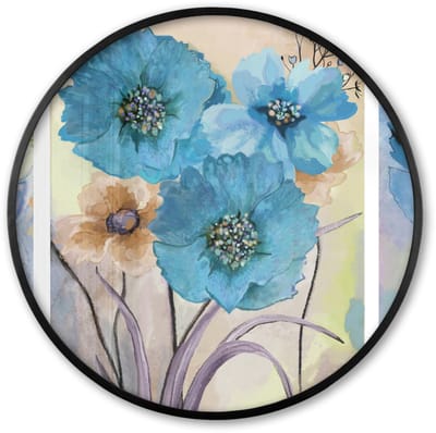 Poster in lijst Rond - Fotolijst 60x60 cm - Posters - Schilderij - Olieverf - Collage - Bloemen - Ronde posterlijst zwart - Decoratie - Wanddecoratie woonkamer - Muurdecoratie slaapkamer