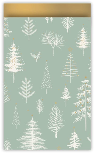 5x Cadeauzakje Tree Salie/Goud Kerst 12x19cm