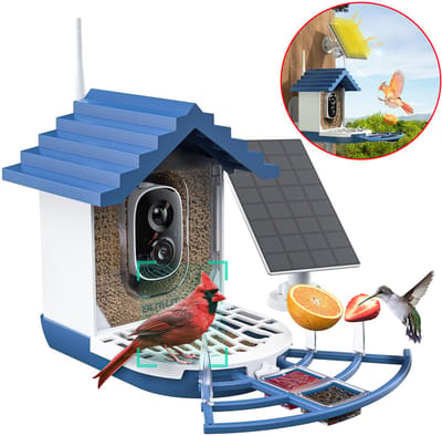 Vogelhuisje met Camera – Live Vogels Spotten via je Smartphone - Slim Vogelvoederhuisje met AI‑Herkenning – 2K FULL HD & Kleur‑Nachtzicht – Zonnepaneel & Draadloos – Cadeau voor Natuurliefhebbers