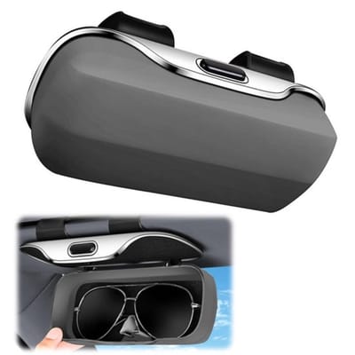 Brillenkoker- Autozonneklep - Zonnebrilhouder - Autozonnebrilhouder - Brillenopbergdoos- Brillenopbergdoos - Autobrillendoos - Zachte autobrillenopbergdoos accessoire - Geschikt voor SUV's, auto's en vrachtwagens (grijs - 6,5 * 18,5 * 8,1)