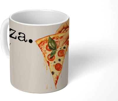 Mok - Koffiemok - Pizza - Kaas - Pepperoni - Mokken - 350 ML - Beker - Koffiemokken - Theemok