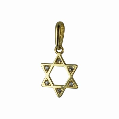 New Bling 132401173 Gouden Hangertje - Dames - Davidster - Zirkonia - 7,8 mm Doorsnee - 14 Karaat - Bedel - Goud