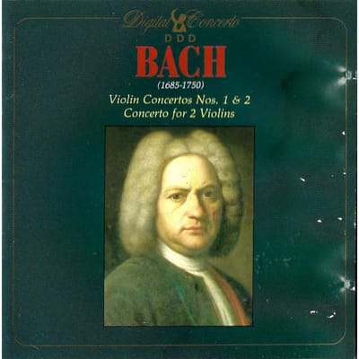 CD BACH - Vioolconcerten Nr. 1 & 2, Concer CCT601 Digitale Concert 1988 Europa Klassiek Gebruikt beige