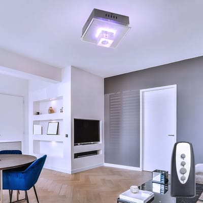 Plafondlamp trapschakelaar glas woonkamerverlichting decoratieve LED plafondlamp, chroom, 1x G4, LxBxH 20,5x20,5x12,5 cm