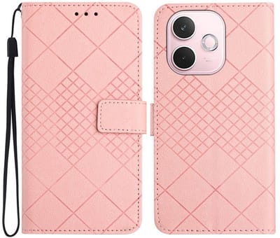 Coverup Hoesje - Geschikt voor OPPO A5 Pro 5G Hoesje - Coverup Rhombus Book Case - Roze