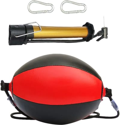 Dubbele Bokszak - Reactiebal - Training Verbeteren - Duurzaam PU Leer - 40 x 20 cm - Rood